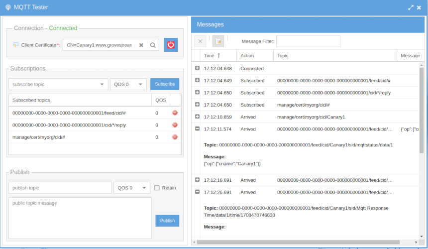 GroveStreams - MQTT Monitoring